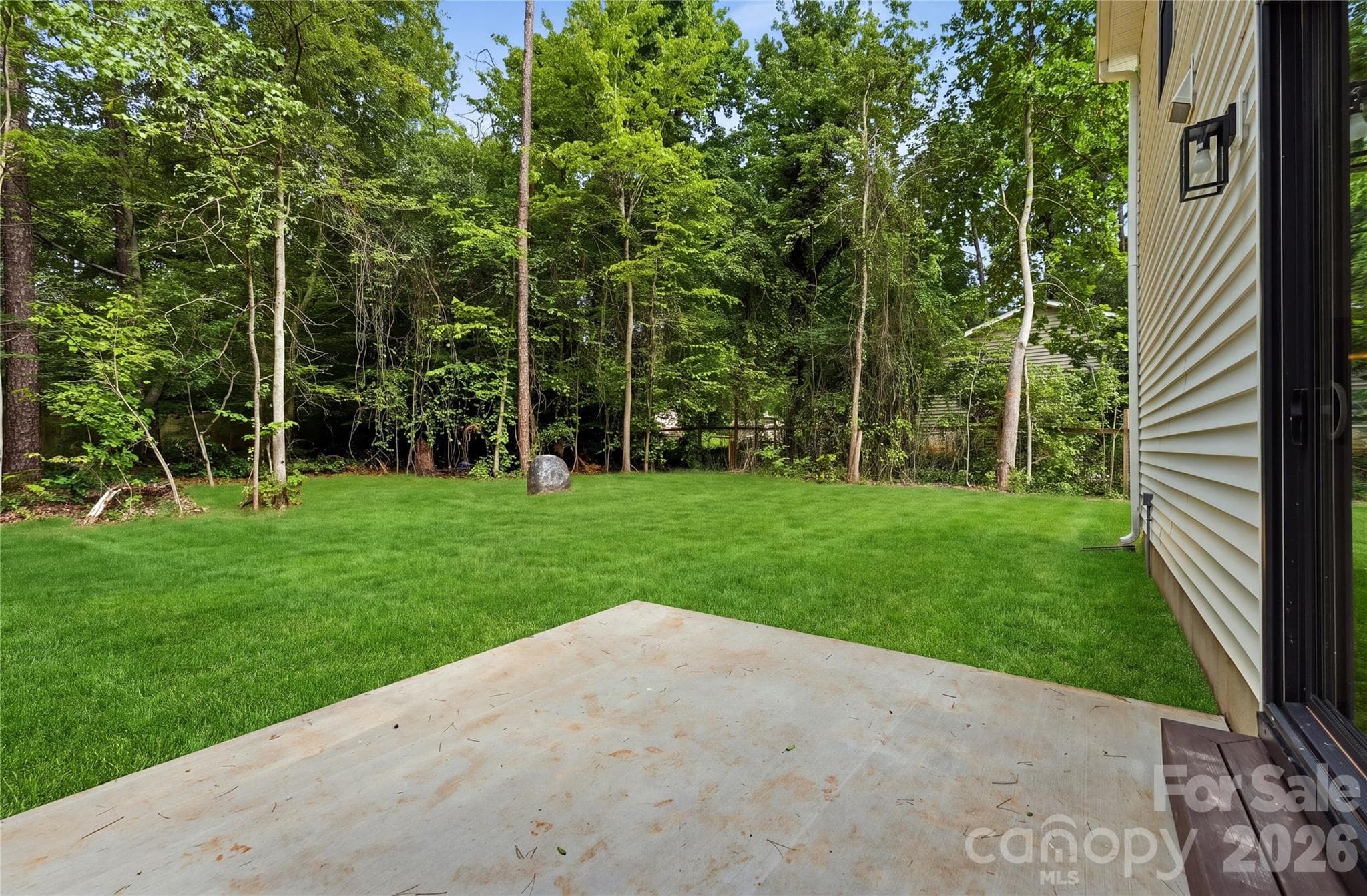 Rear patio. Lot has been seeded and strawed *grass digitally enhanced - 14133 Woodhurst Lane, Mint Hill