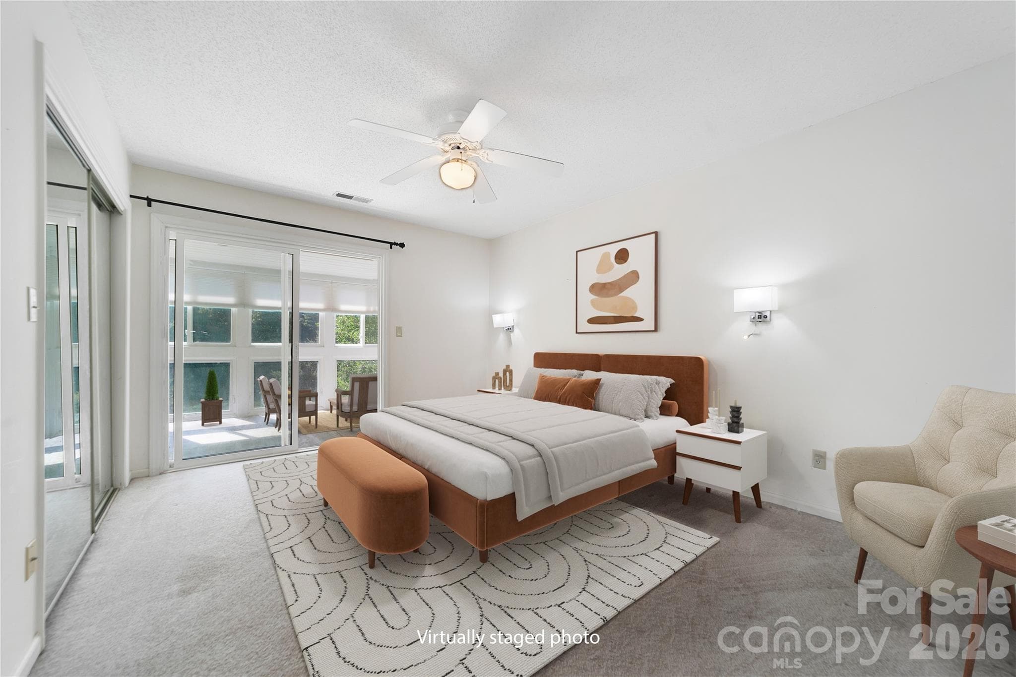 Virtually staged Primary Bedroom - 110 Lakeview Court, Brevard