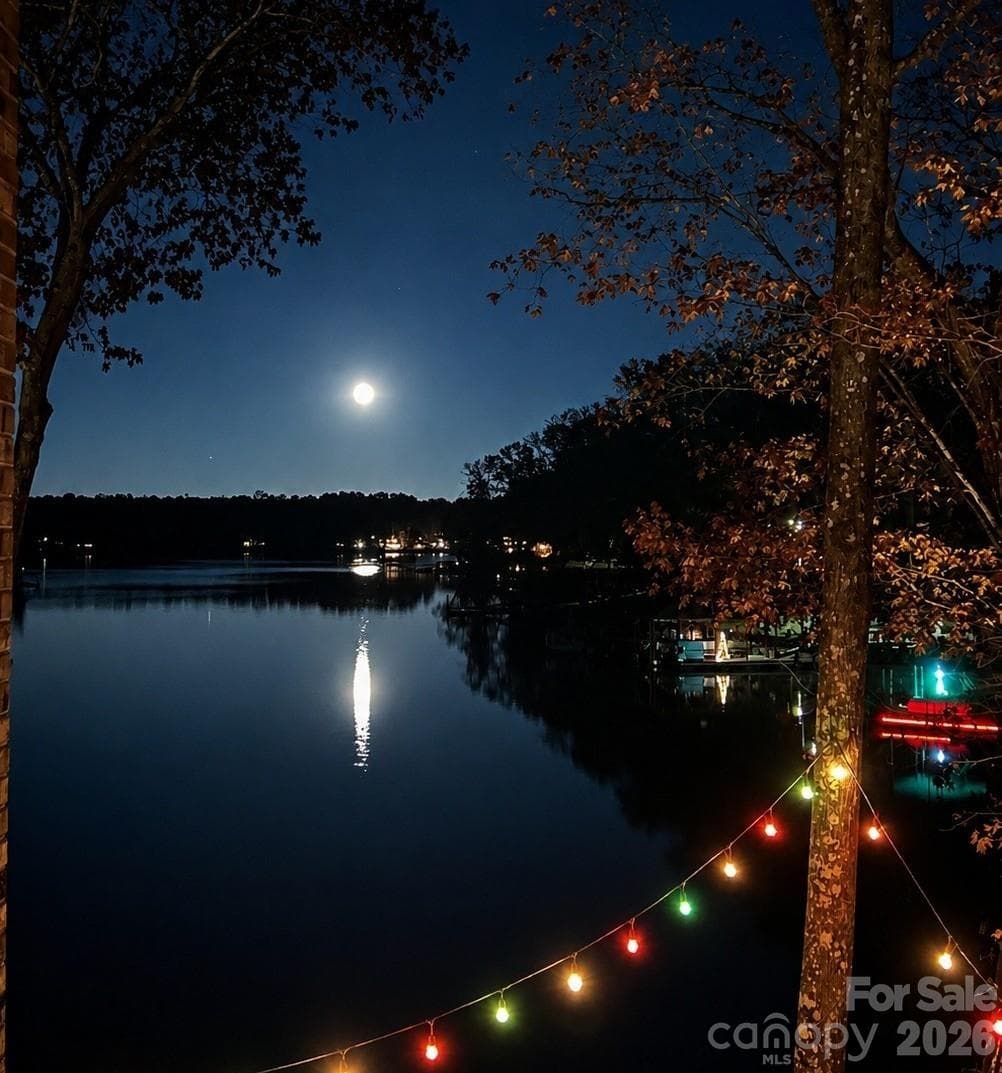 Moon rising over lake - 1075 Lakefront Woods Drive, Belmont