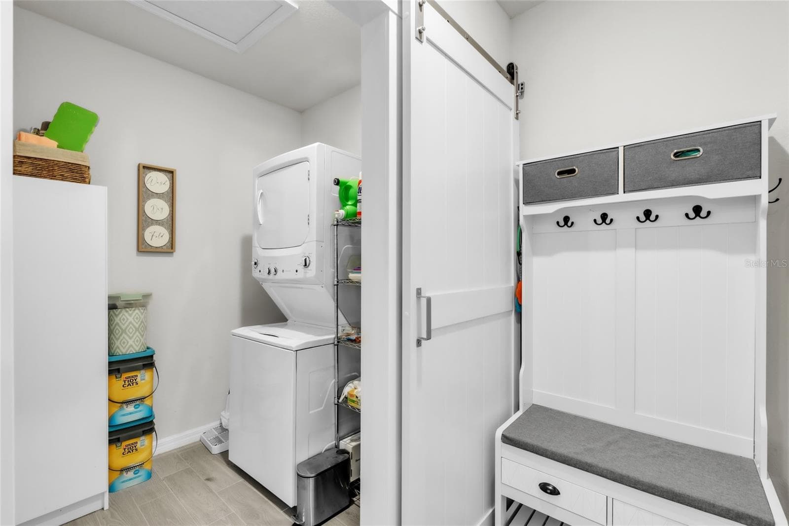 Laundry Room with Barn Door - 152 LAZY SHORE DR, NOKOMIS