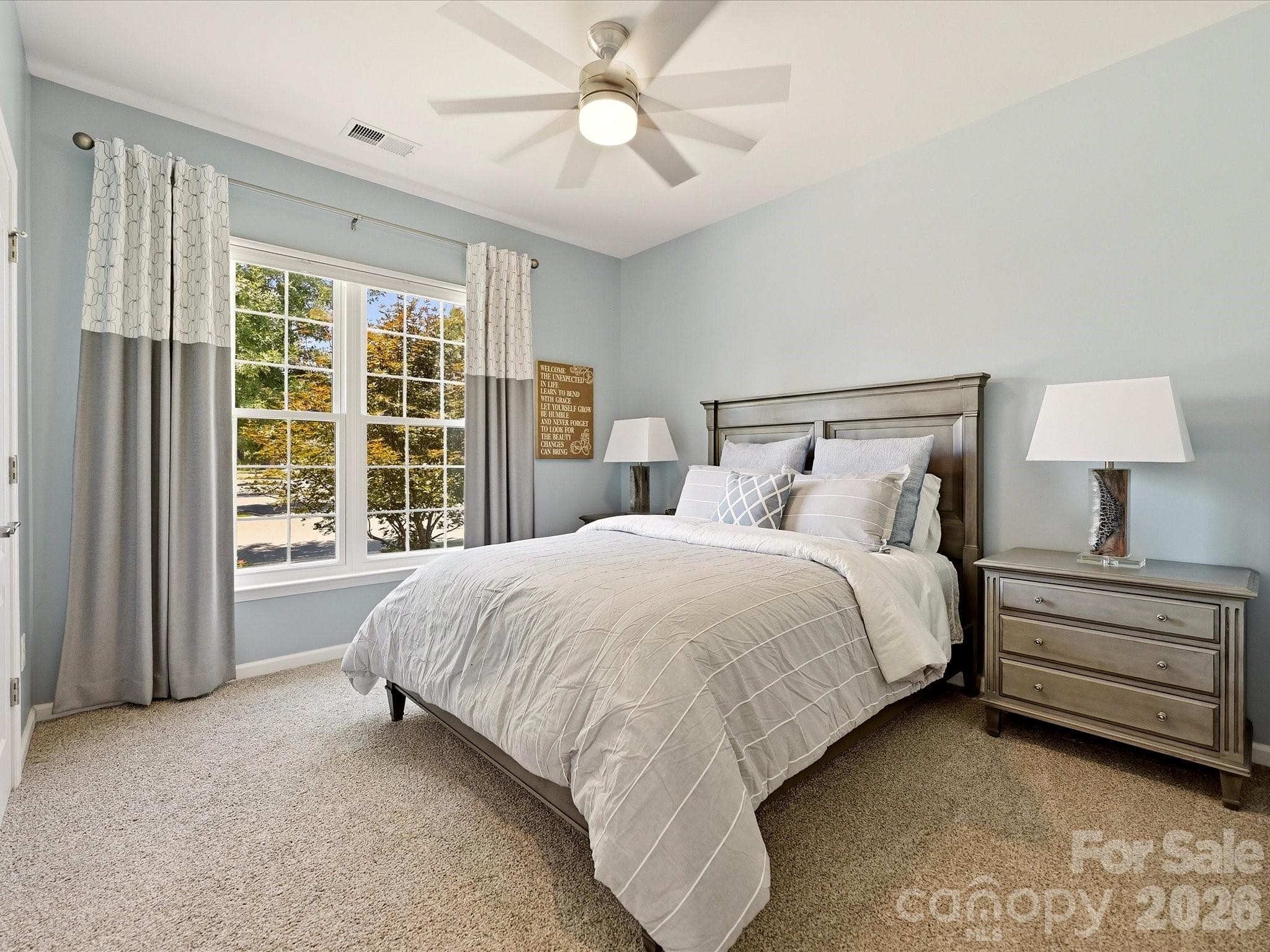Bedroom 2 with Black out Shades, Fan and Custom Closet System. New Carpeting Too! - 5060 Big Bend Drive, Lancaster