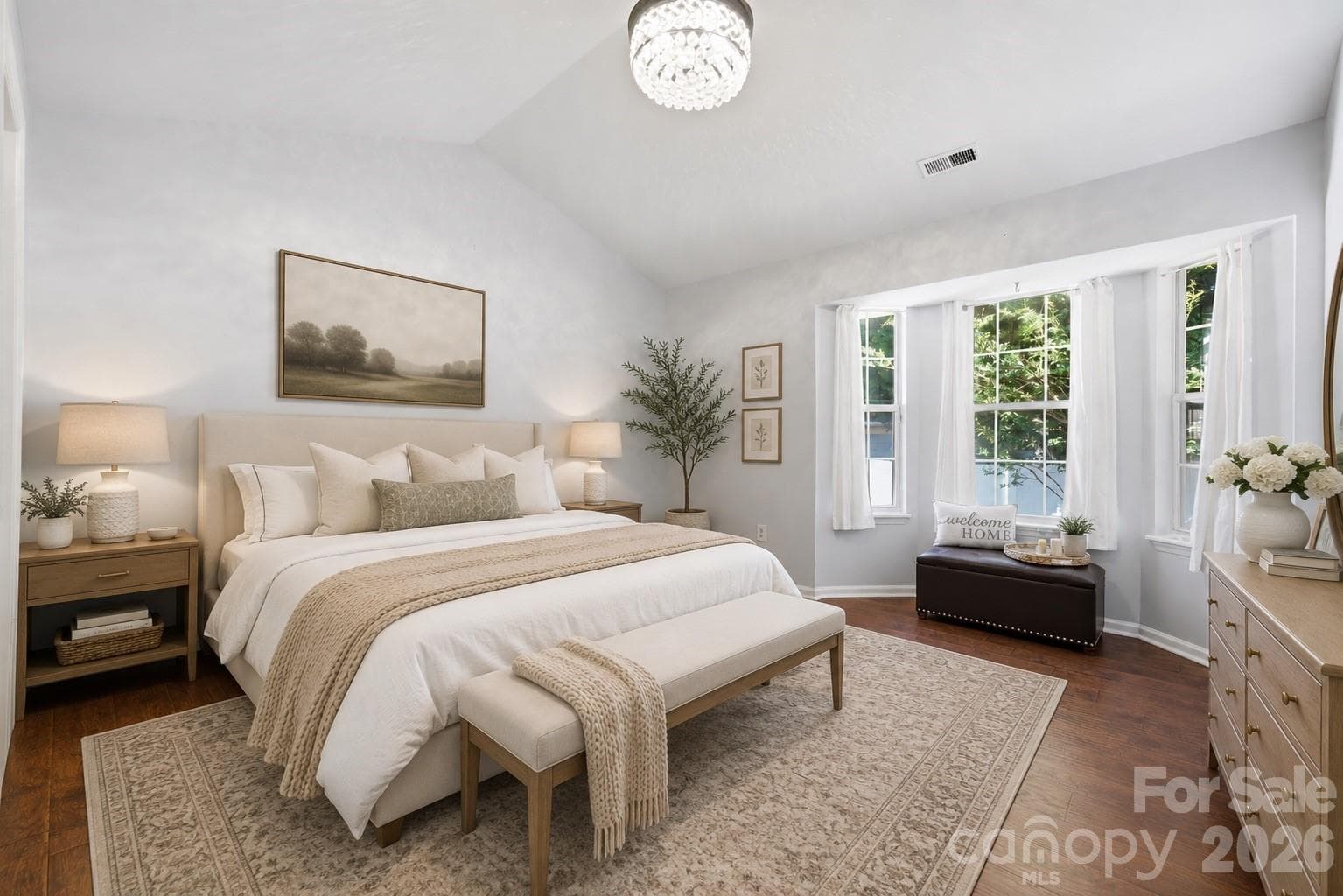 Virtually enhanced primary bedroom - 5701 Ebley Lane, Charlotte