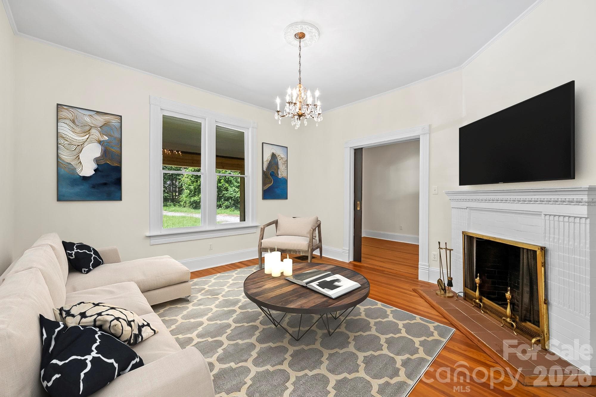 Living Room Virtually Staged - 103 Hyde Avenue, Tryon