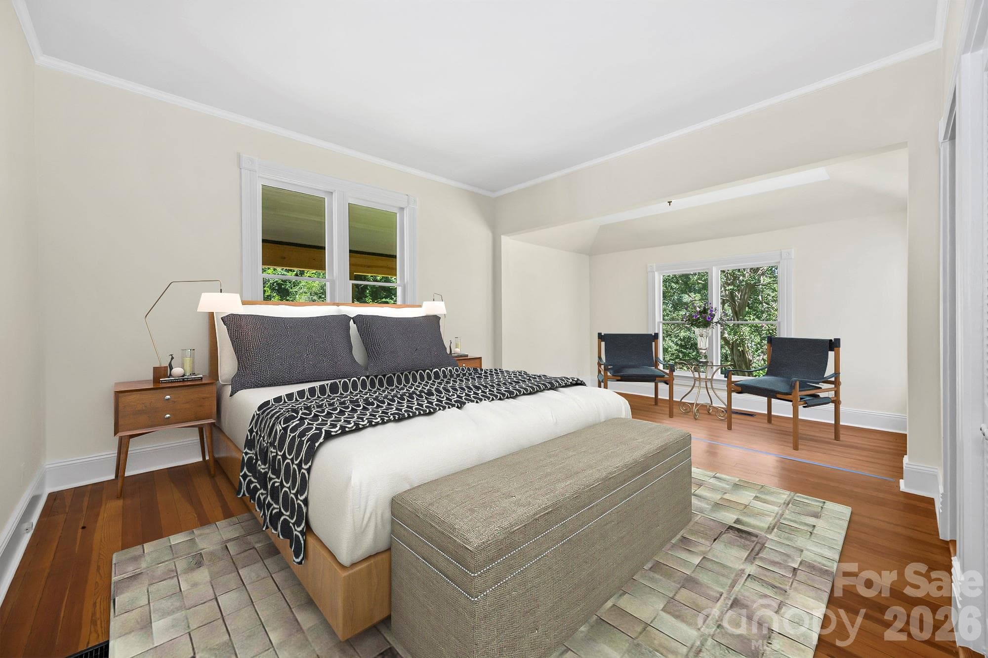 Bedroom with Sitting Area - Main Floor - Vitually Staged - 103 Hyde Avenue, Tryon