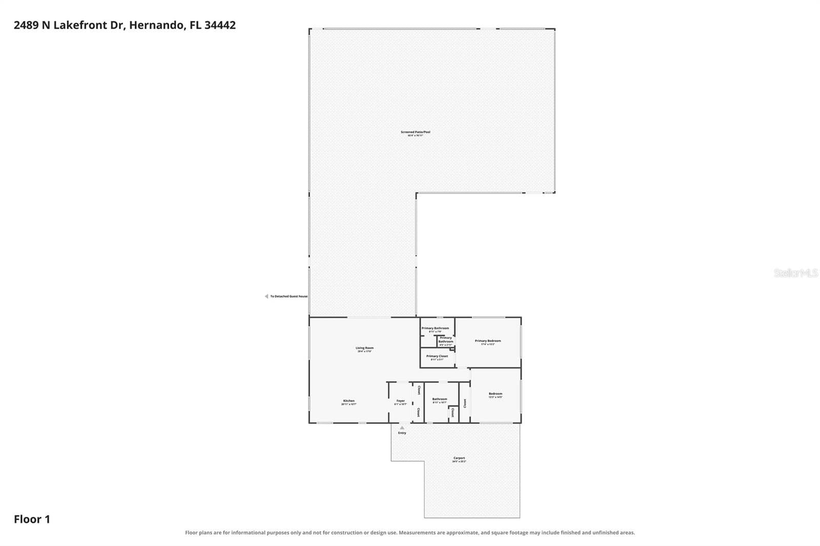 Two bed, two bath Main Residence Floor Plan - 2489 N LAKEFRONT DR, HERNANDO