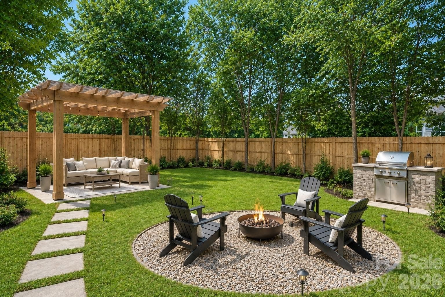 Fully fenced backyard. Virtually staged - Daylight - 104 1st Avenue, China Grove