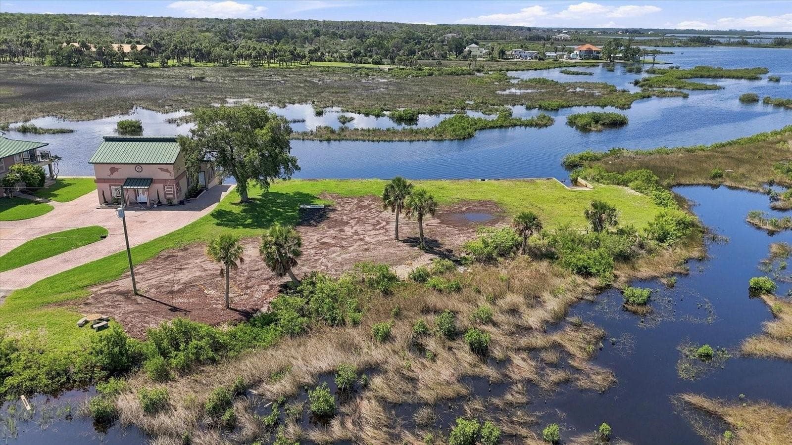 Aerial Waterfront View – Parcel, Coastal Wetlands & Natural Setting - 3190 INDIAN GULF LN, HERNANDO BEACH