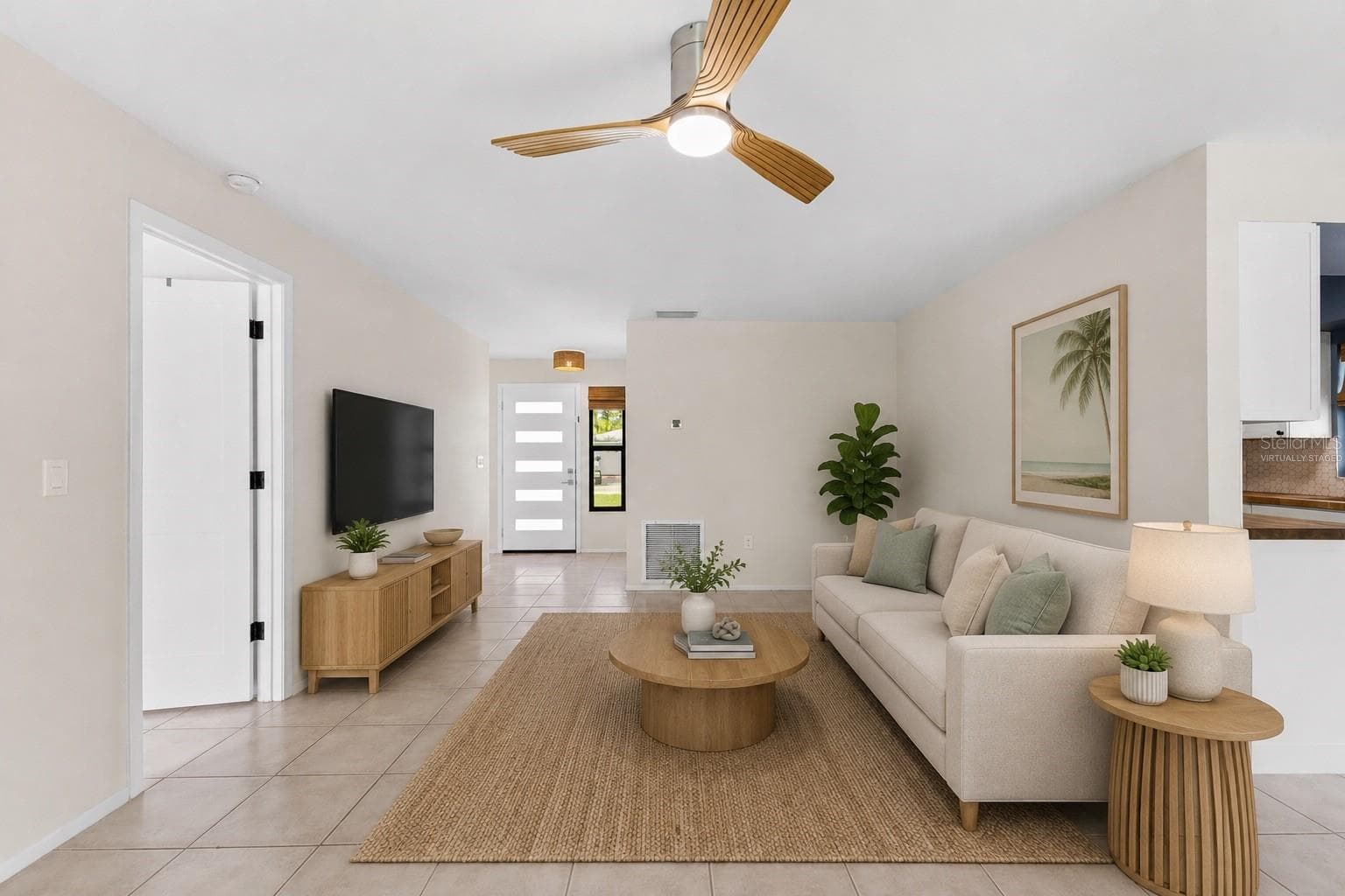 Living Room - Virtually Staged - 1840 RITA ST, SARASOTA