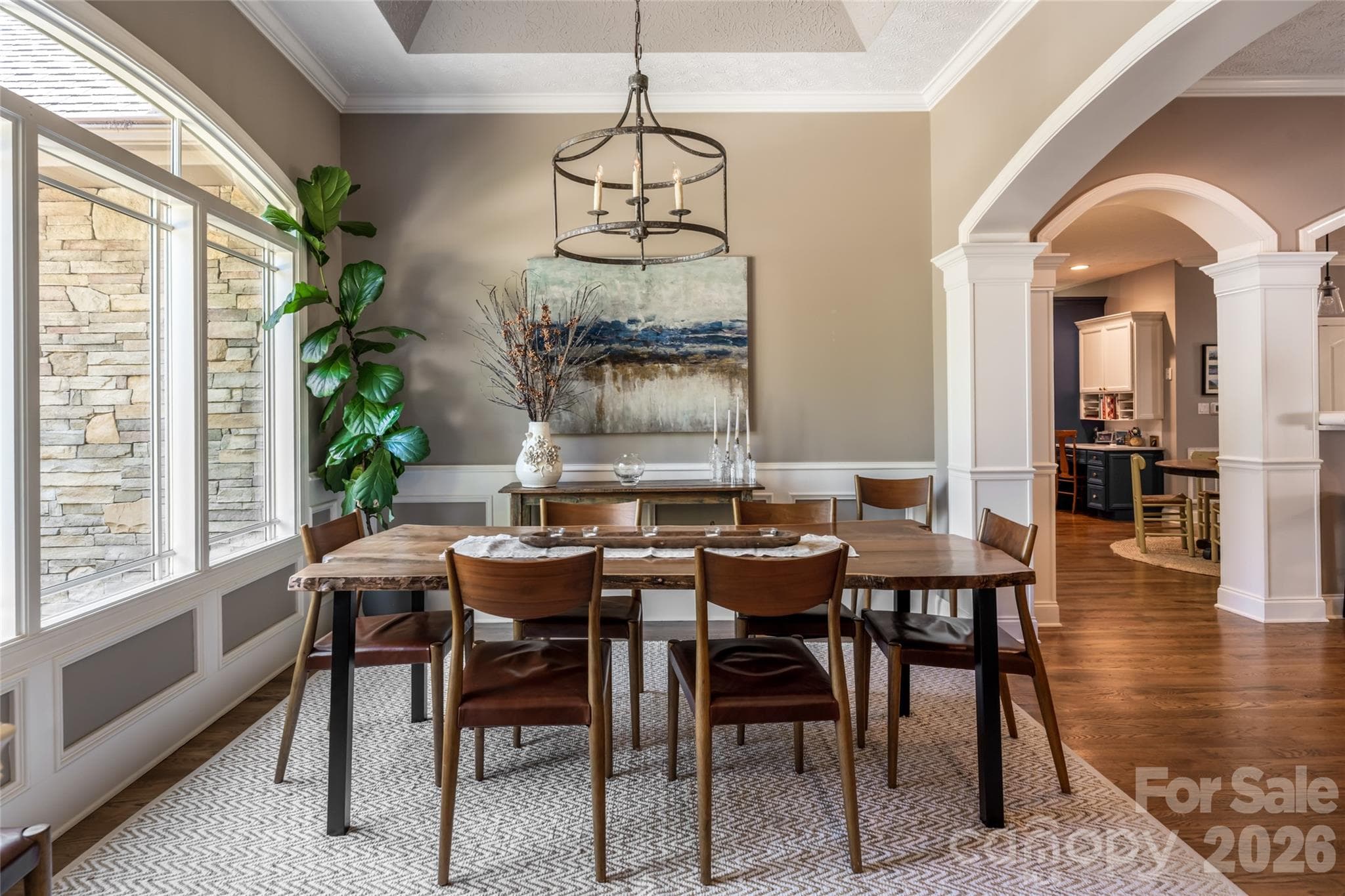 Dining area with gorgeous transom on main - 170 Cape Martin Circle, Hendersonville