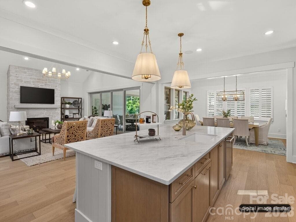 Open Floorplan from Kitchen to Living Room - 128 Willow View Loop, Davidson