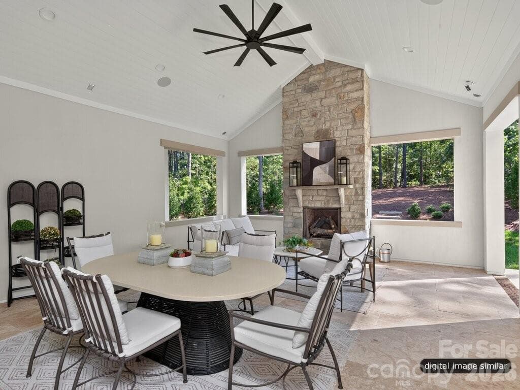 Outdoor Terrace with Fireplace - 128 Willow View Loop, Davidson