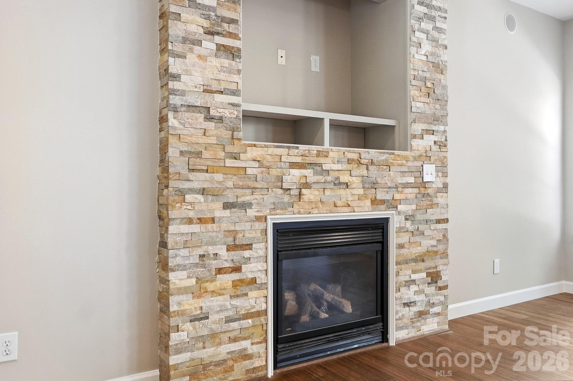 Stacked stone gas fireplace - 11402 Heritage Green Drive, Cornelius