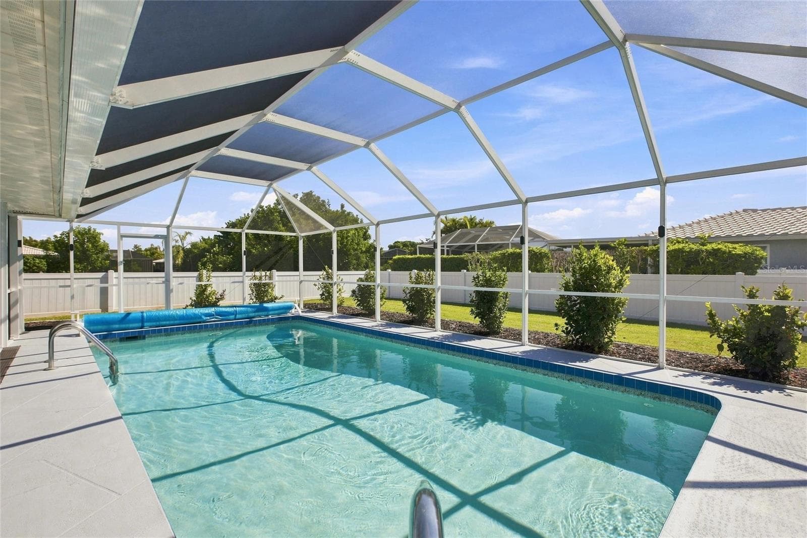 Pool with view of fenced yard - 302 DEGAS DR, NOKOMIS