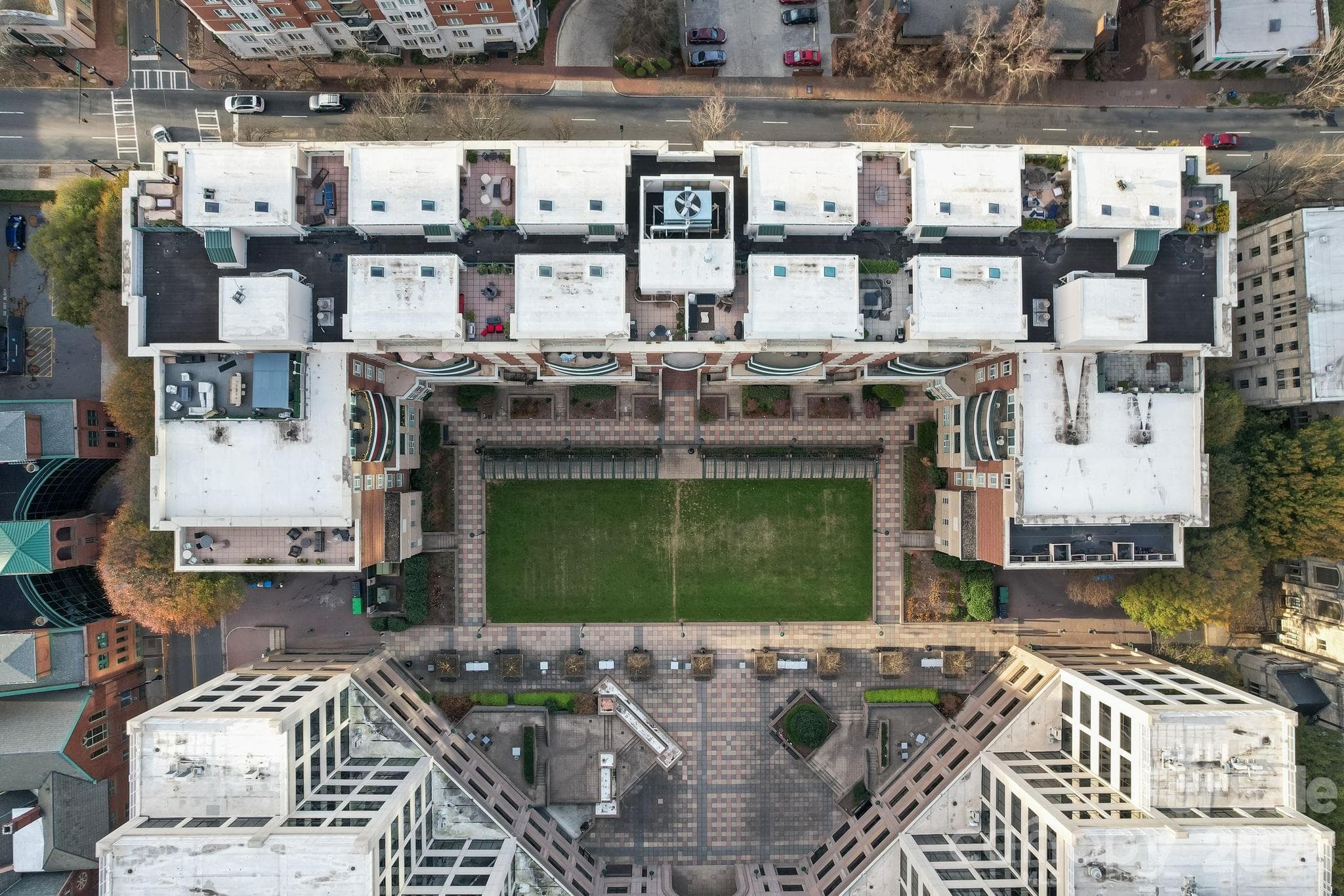 Building and Courtyard from above - 400 N Church Street, Charlotte