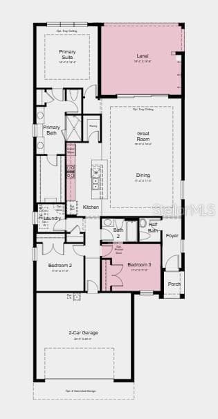 Floor Plan - Additional Highlights Include: screened lanai with an outdoor kitchen rough-in, kitchen pendant lights, refrigerator, and washer and dryer - 13906 FLETCHER DR, PALMETTO
