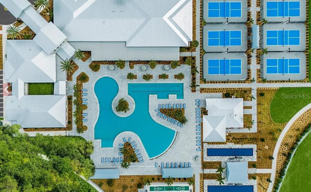 Aerial view of the clubhouse at Medley - 10857 RUSTIC EVE CT, LAND O LAKES