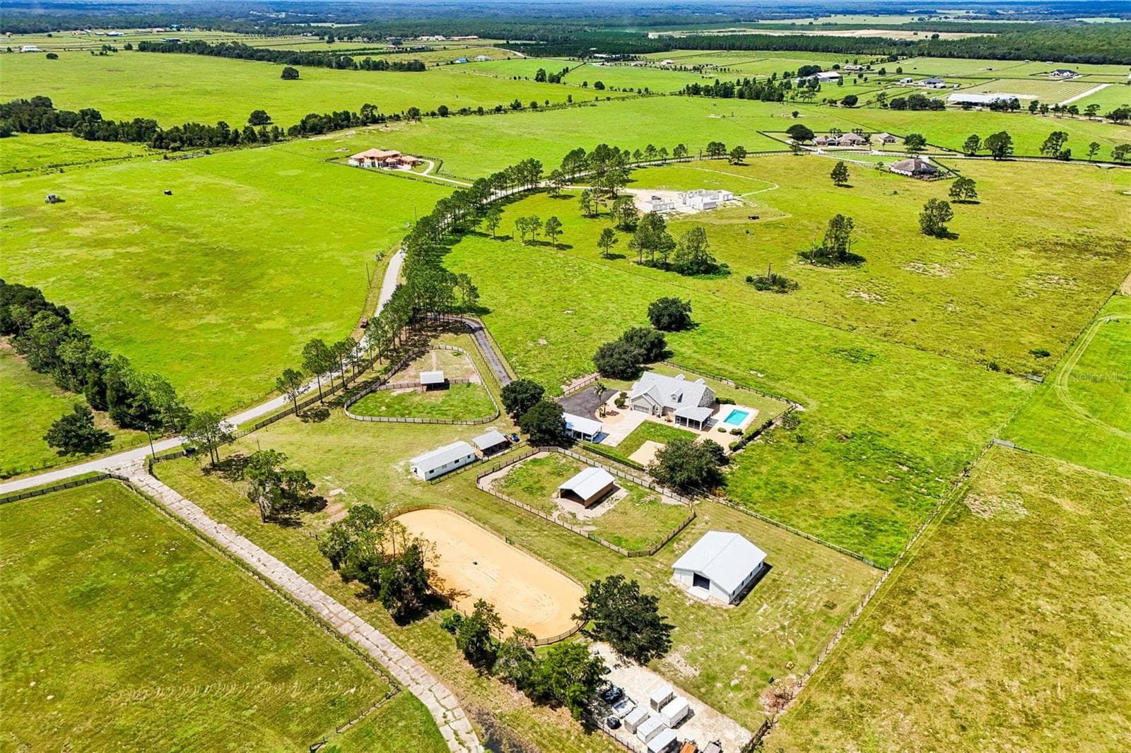 Aerial Photo of Property & Surrounding Pastures - 2088 NW 102ND BLVD, WILDWOOD