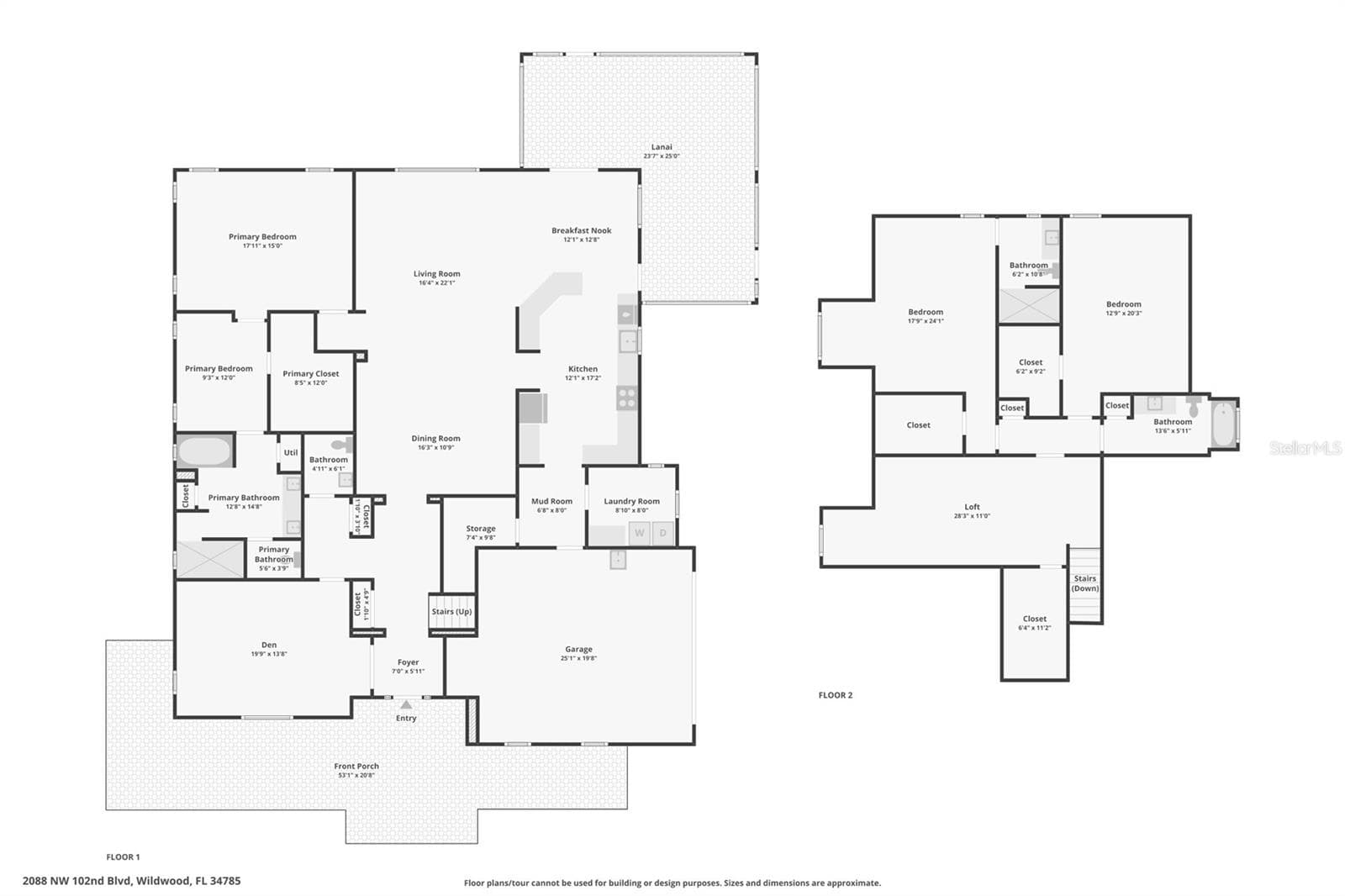 Floor Plan - First & Second Floors - 2088 NW 102ND BLVD, WILDWOOD