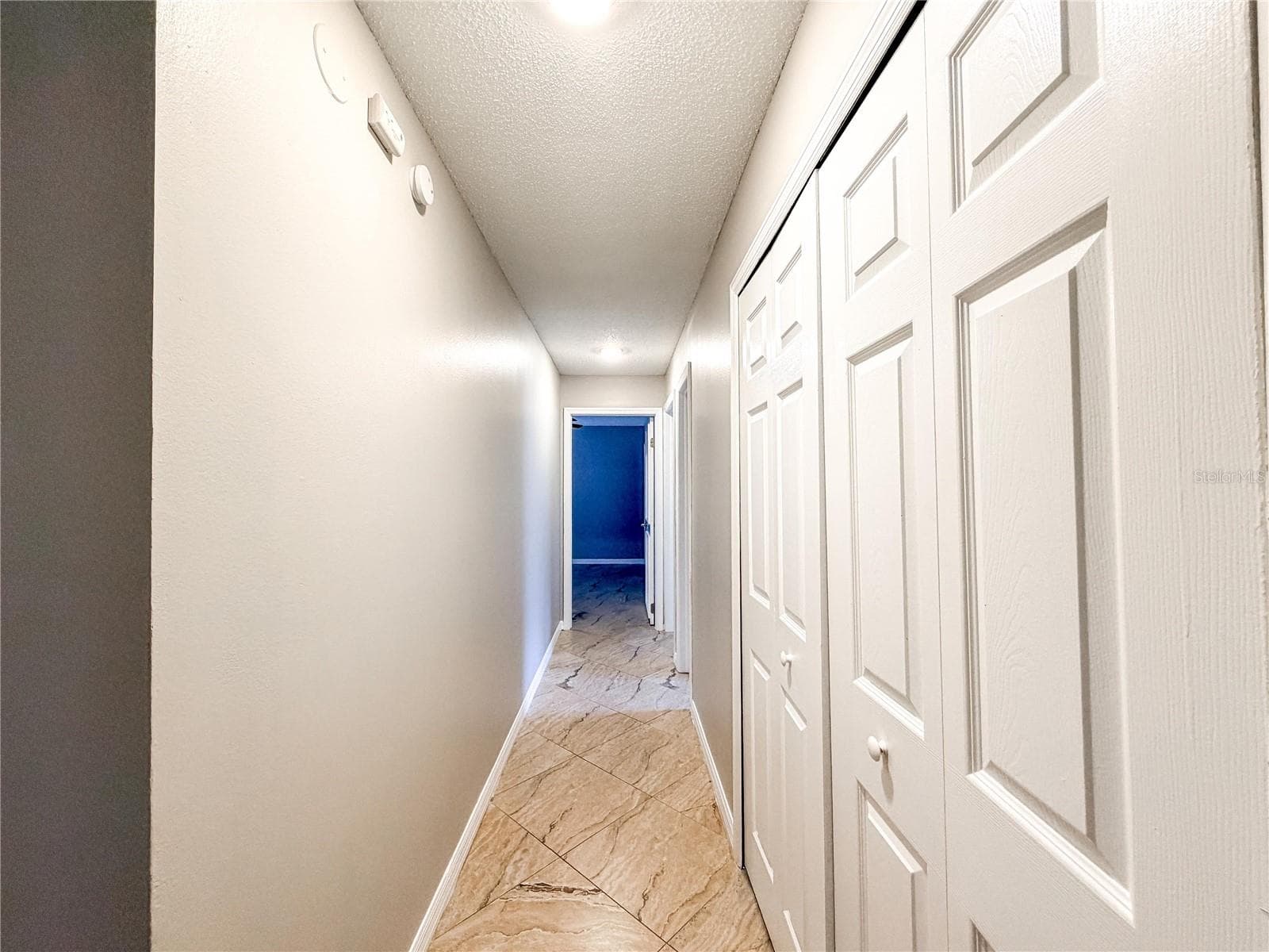 Hallway Between Primary and BR 2 and 3. Laundry Doors on Right. - 9542 PEBBLE GLEN AVE, TAMPA