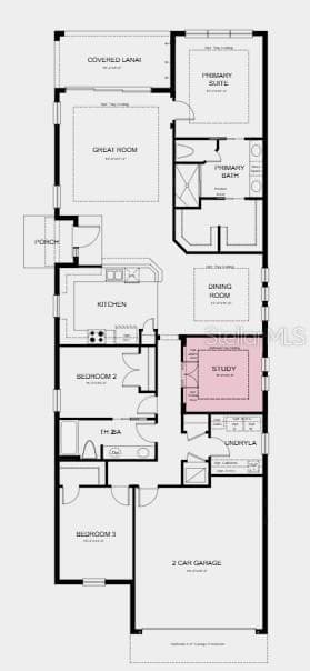 Floor Plan - Additional Highlights Include: Tray ceiling package, 4' garage extension, 8' interior doors, dual sink vanity in bathroom 2, and outdoor kitchen rough-in - 4305 ROSATTI RD, WESLEY CHAPEL