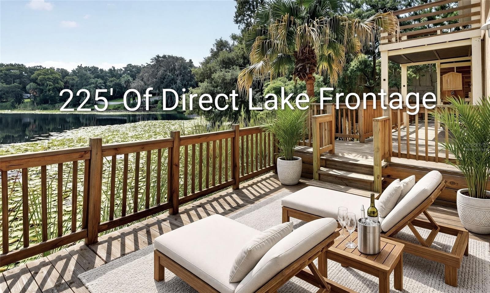 Virtually staged outdoor deck overlooking the lake. - 1625 ABRAMS RD, EUSTIS