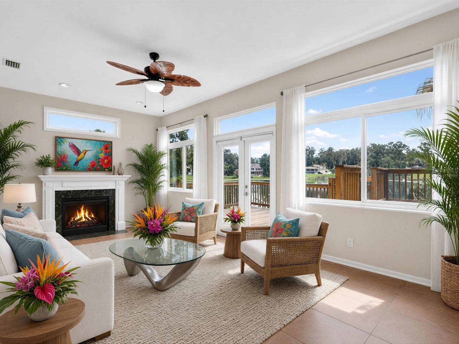 Virtually staged living room - 1625 ABRAMS RD, EUSTIS