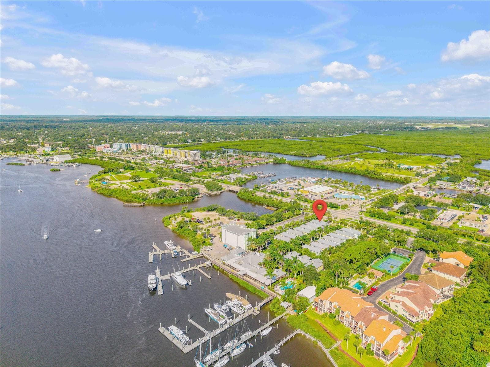 Shows the marina, boat slips, restaruant and dry stack storage - 6 OLD FEGER DR, NEW SMYRNA BEACH