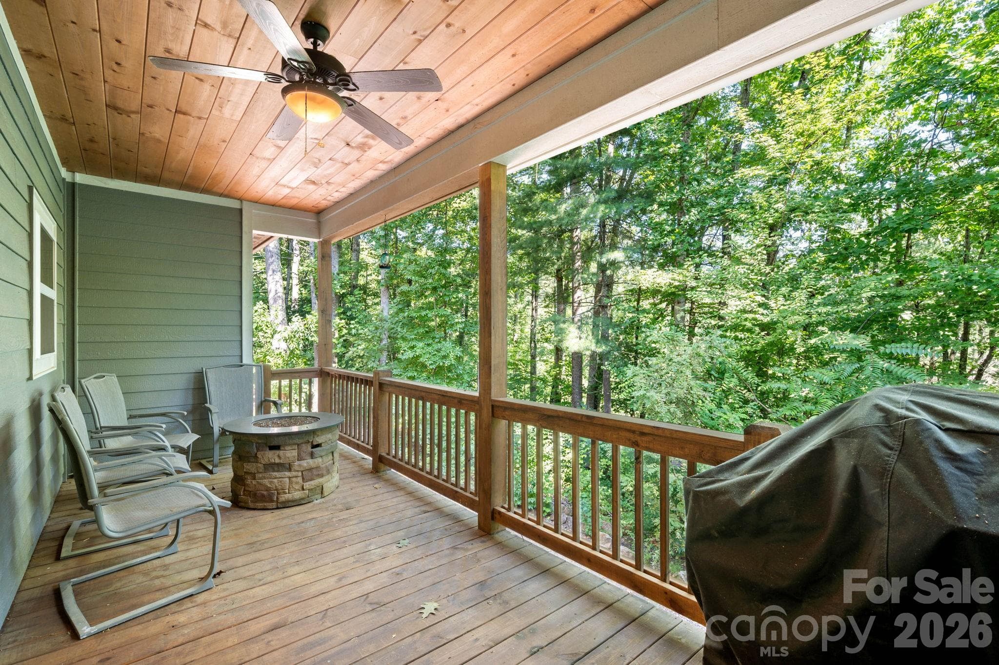 Covered Back Porch with Kitchen and Dining Access - 72 Summer Shade Court, Hendersonville