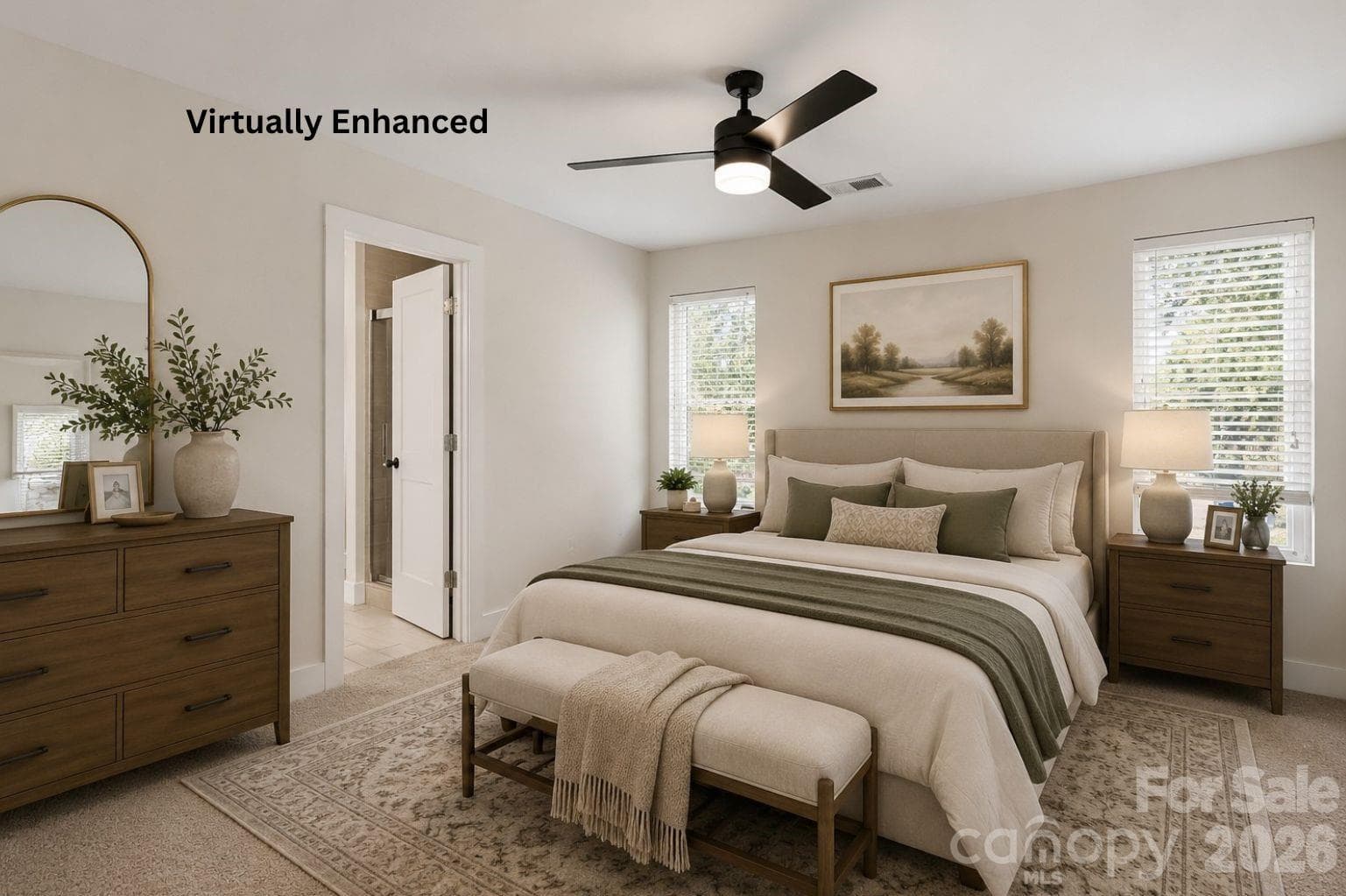 Primary Bedroom Virtually Enhanced - 1522 Wembley Drive, Charlotte
