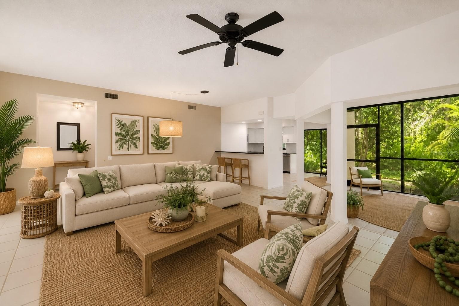 Living Room Virtual Staged - 1678 STARLING DR #102, SARASOTA