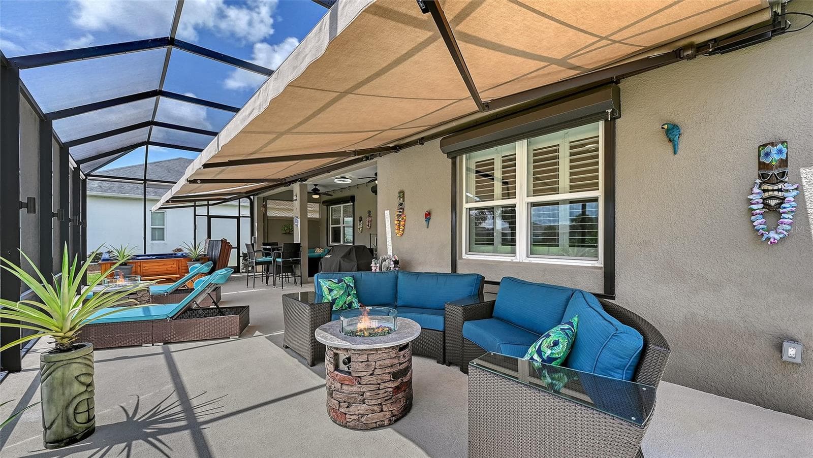 Awnings on lanai for added shade - 13667 OLD CREEK CT, PARRISH
