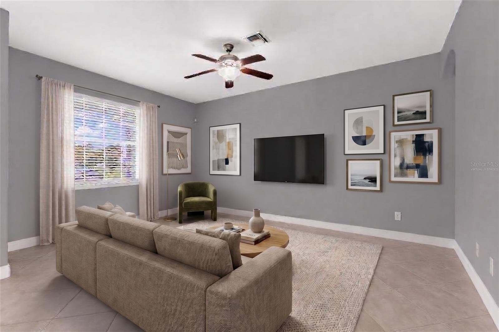 Virtually staged living room - 2739 ATWATER DR, NORTH PORT