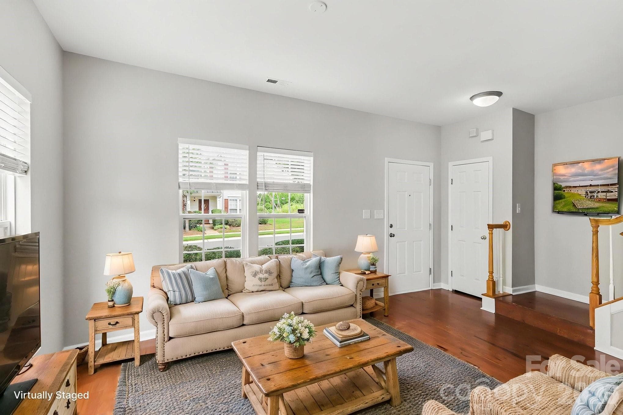 Virtually staged living room - 4960 Sunburst Lane, Charlotte