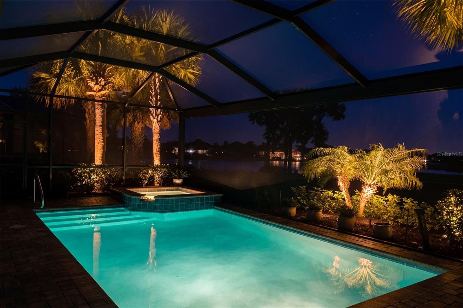 Private Pool at Night - 25228 KEYGRASS CT, PUNTA GORDA