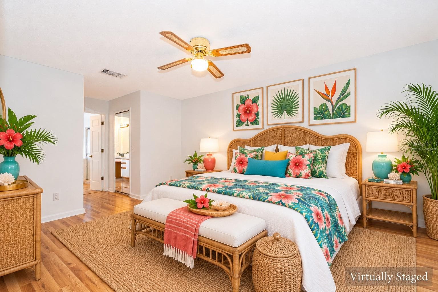 Virtually Staged Primary Bedroom Downstairs - 696 REMINGTON OAK DR, LAKE MARY
