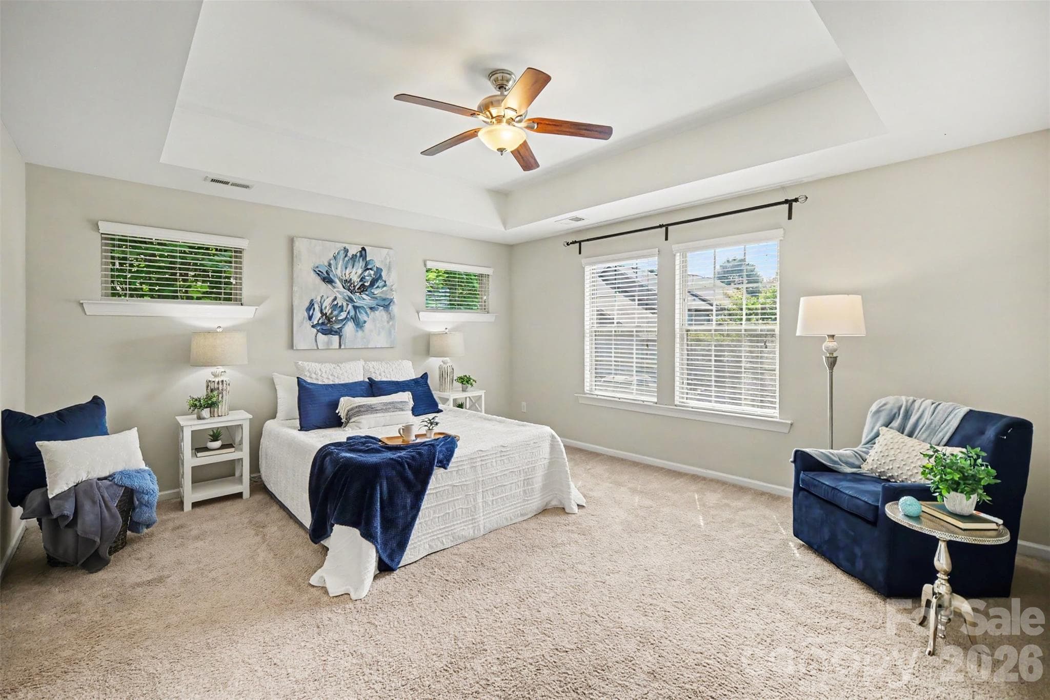 Primary suite with tray ceiling and lots of natural light - 824 Ayrshire Avenue, Fort Mill