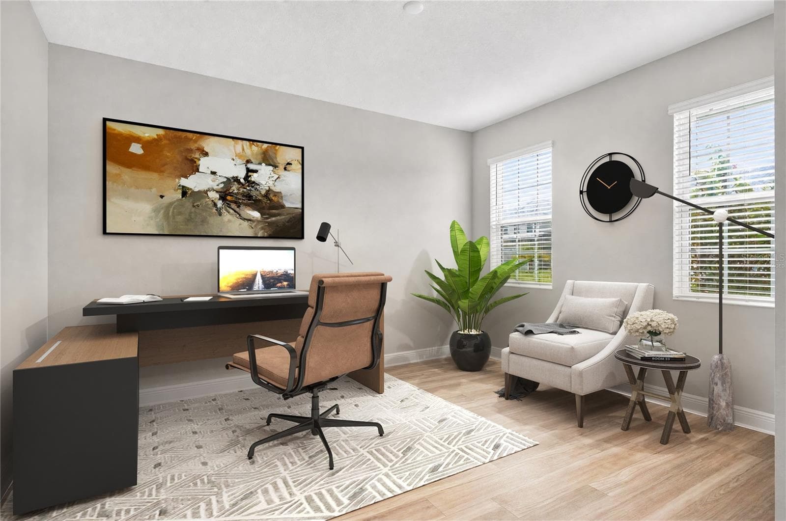 Front Room, Virtually Staged as a home office. - 14427 CRESTAVISTA AVE, CLERMONT