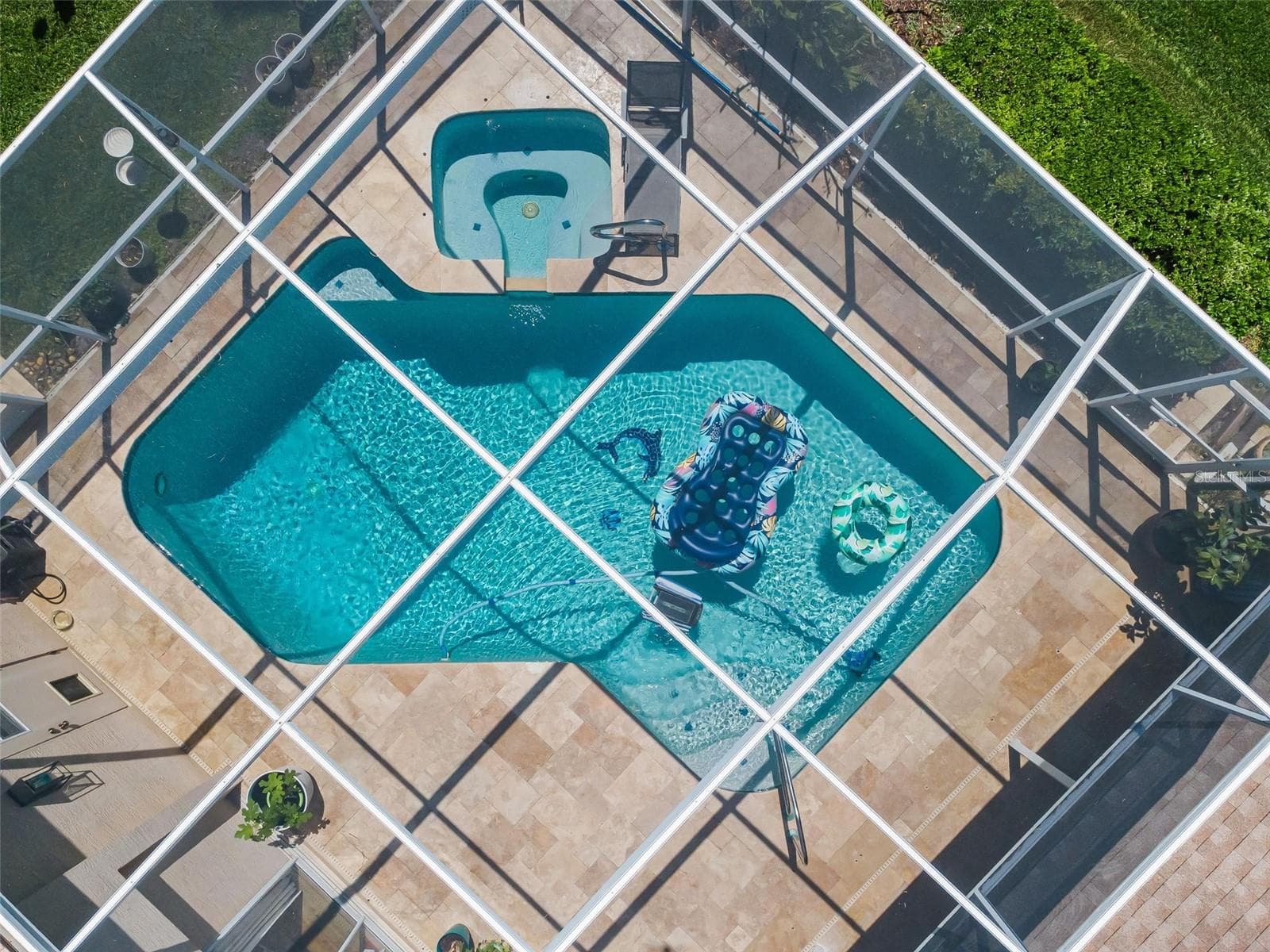Pool Aerial - Heated Spa - Travertine deck - 1234 ARLINBROOK DR, TRINITY