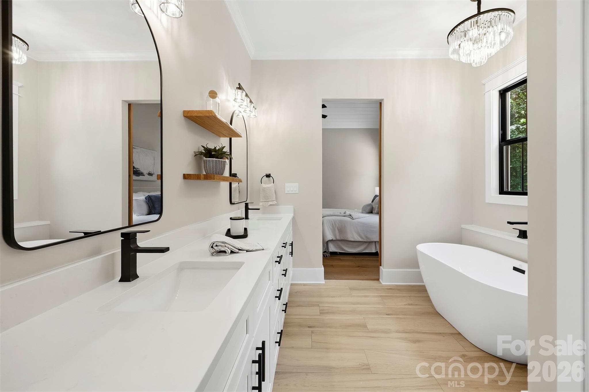 Primary bath with double vanity and free standing soaker tub. - 3515 Capricorn Road, Lancaster