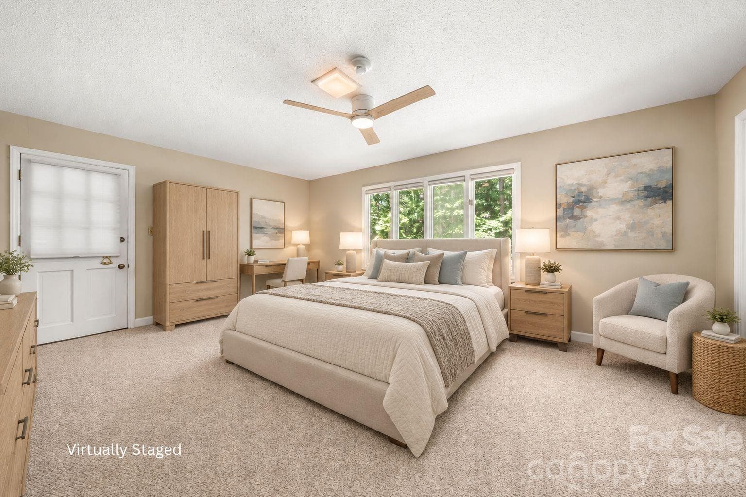 Virtually altered primary bedroom - 3426 Driftwood Drive, Gastonia