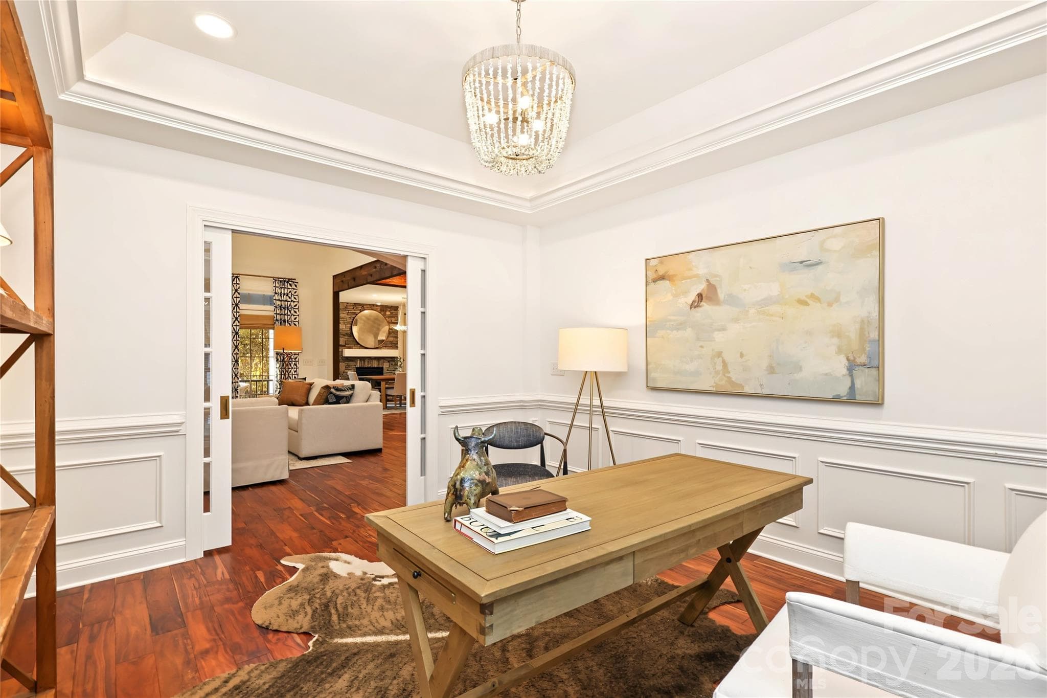 View from the Office into the Living Room, Kitchen and Dining Room. - 4934 Spalding Place, Charlotte