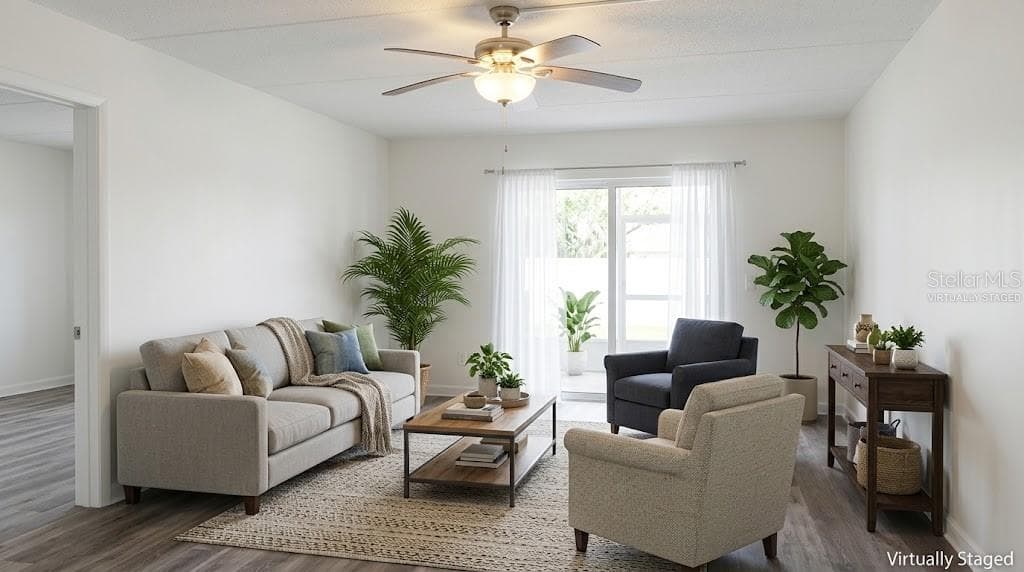virtually staged living room - 4435 1ST ST NE #111, ST PETERSBURG
