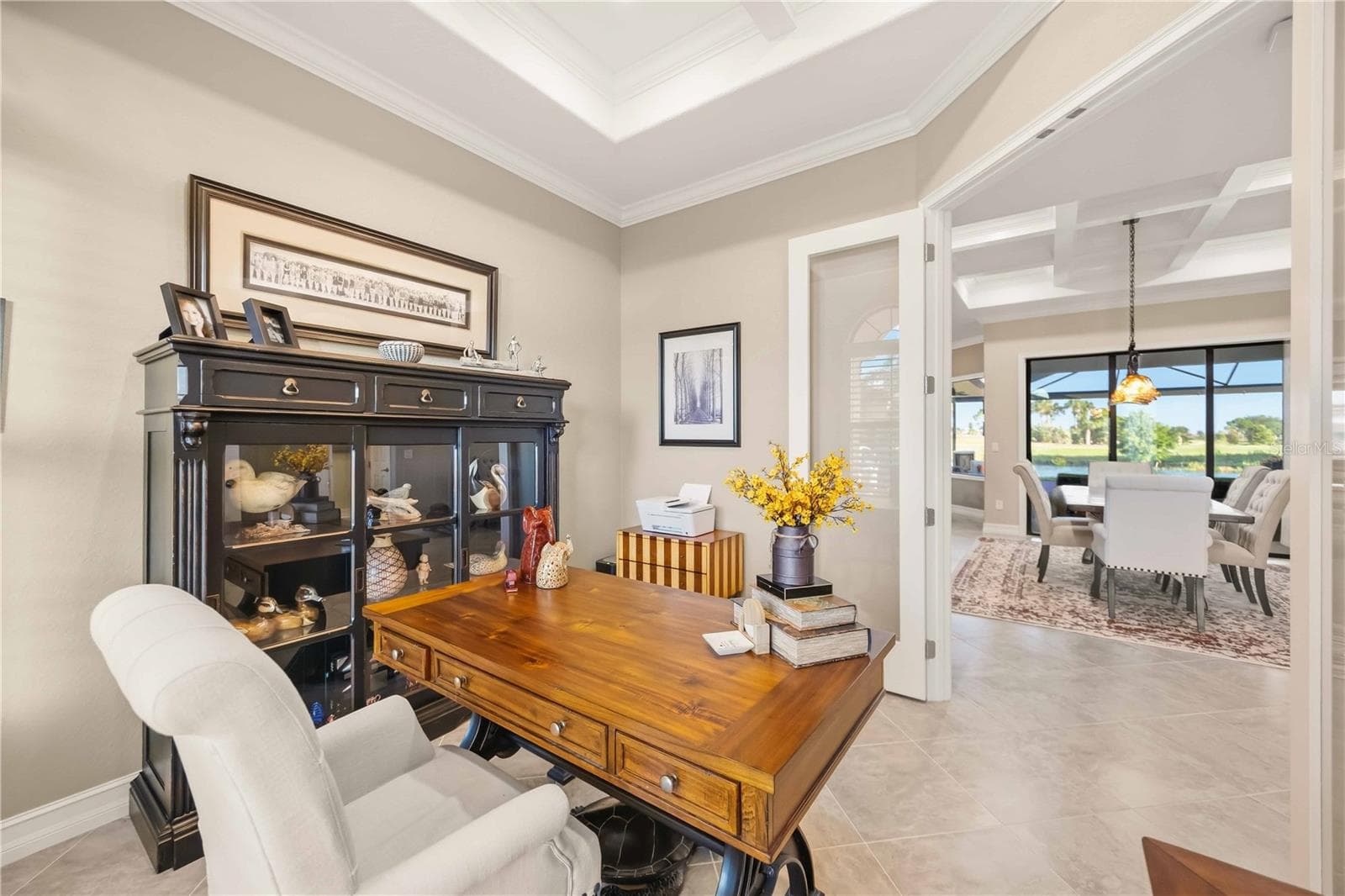 The office - stunning french doors, grid ceiling, amazing creativity in this home and well constructed. - 10720 TARFLOWER DR, VENICE