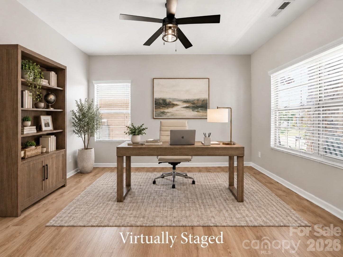 Virtually - Staged -Dedicated Office with French Doors on Main Level - Matthews
