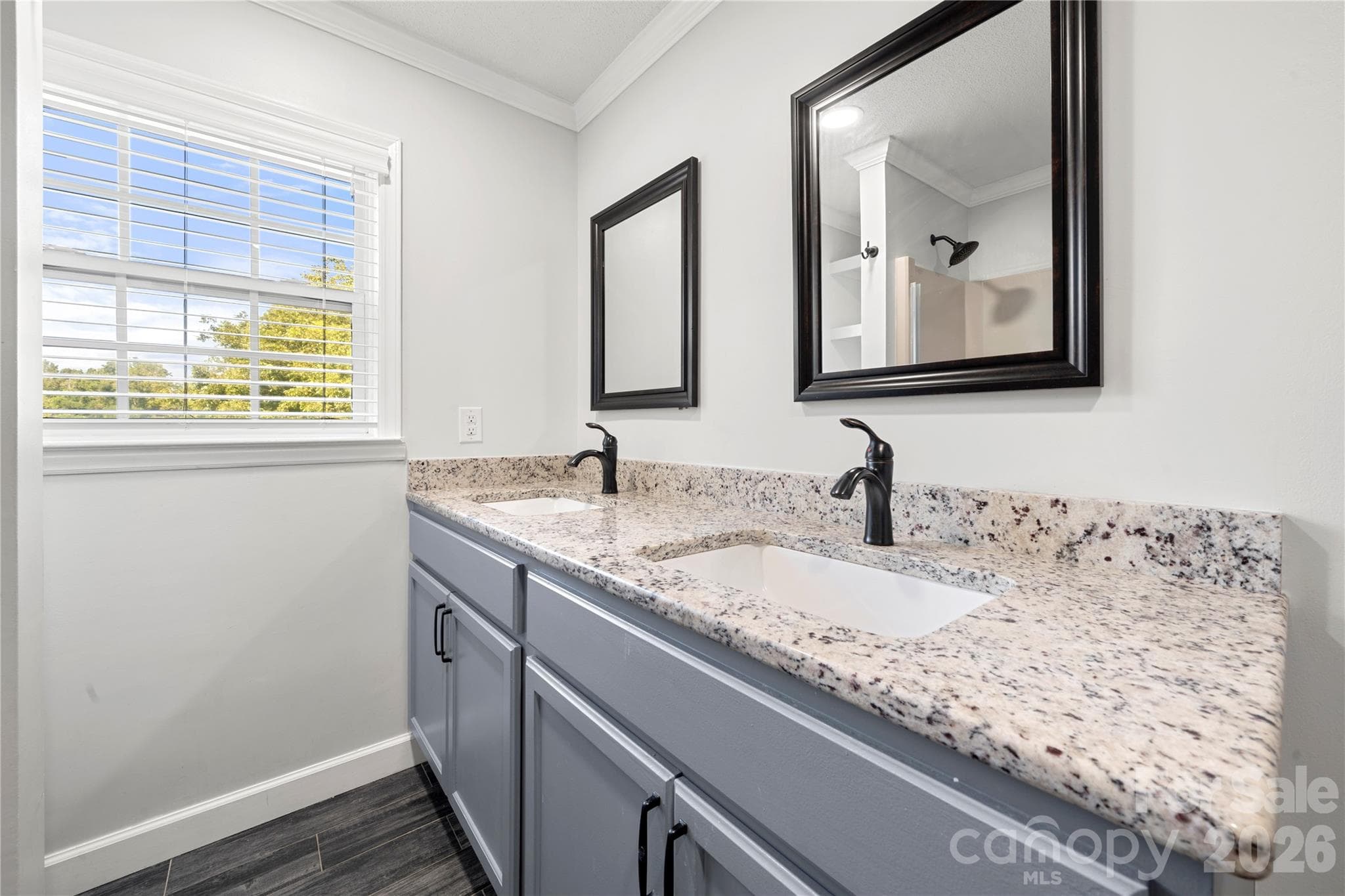 Main level secondary bathroom double vanity - 109 Woodside Avenue, Gastonia
