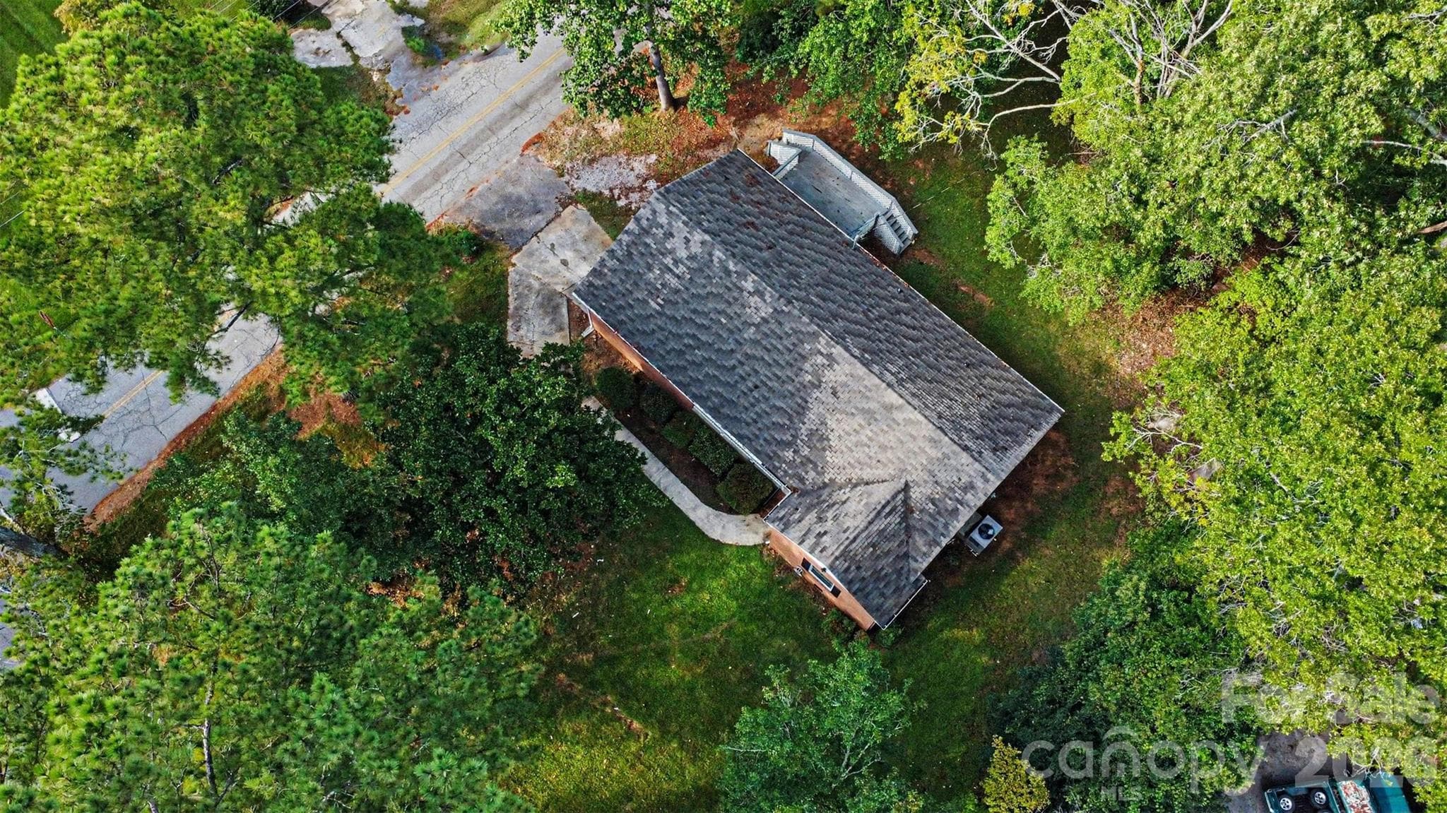 Bird's-eye view: The roof, the back deck, and all that green - 502 Plantation Road, Lancaster