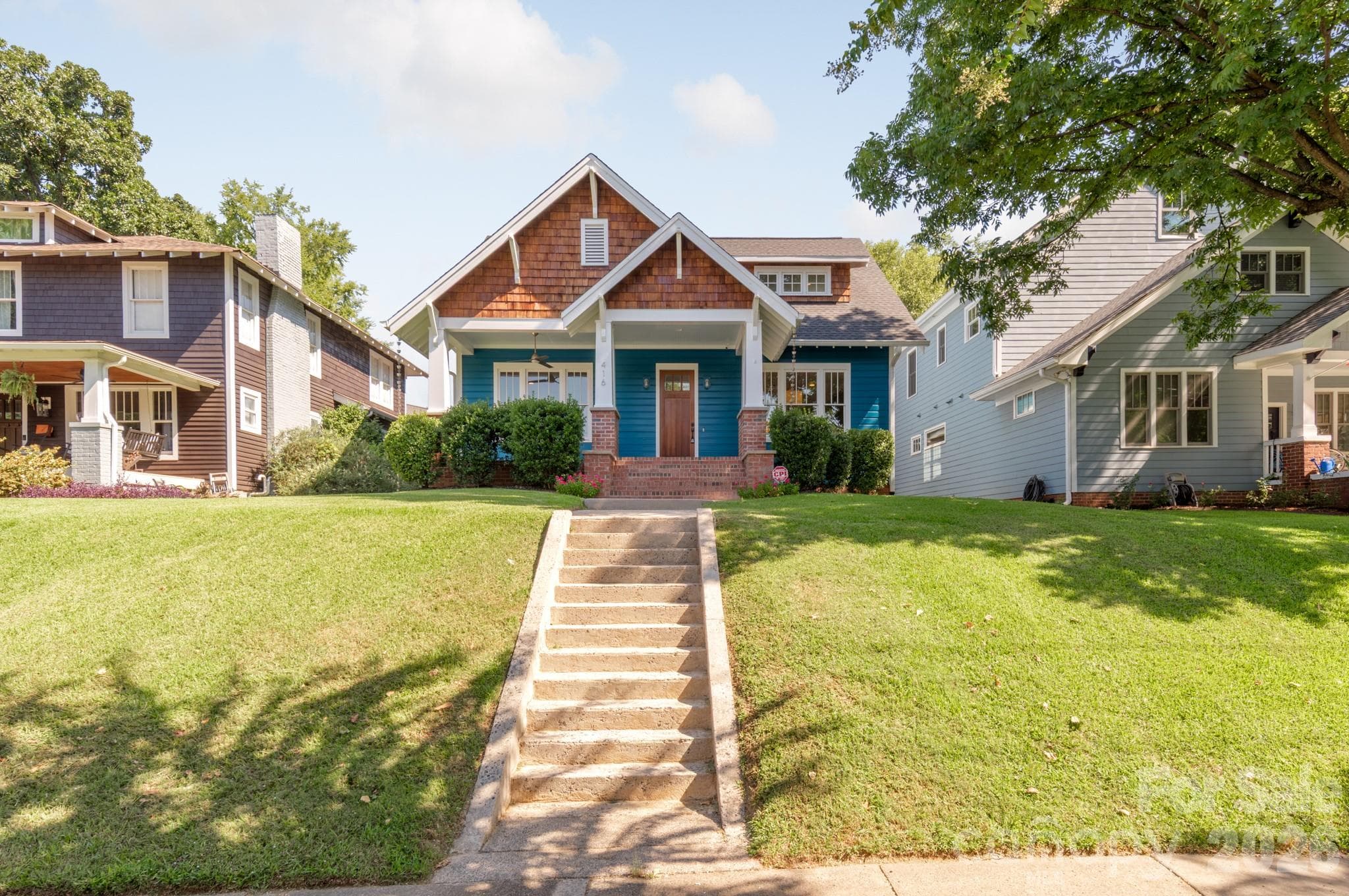 Terraced Yard with Vintage Concrete Steps Greet you from the Street. - 416 W Park Avenue, Charlotte