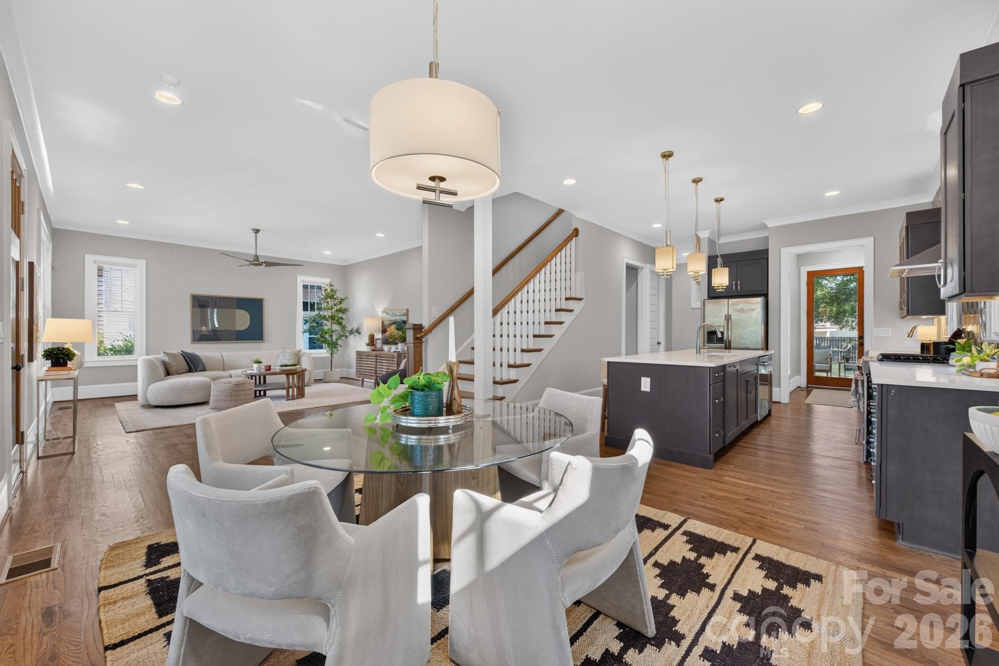 Open Concept Dining Room Connects the Living Room and Kitchen - 416 W Park Avenue, Charlotte
