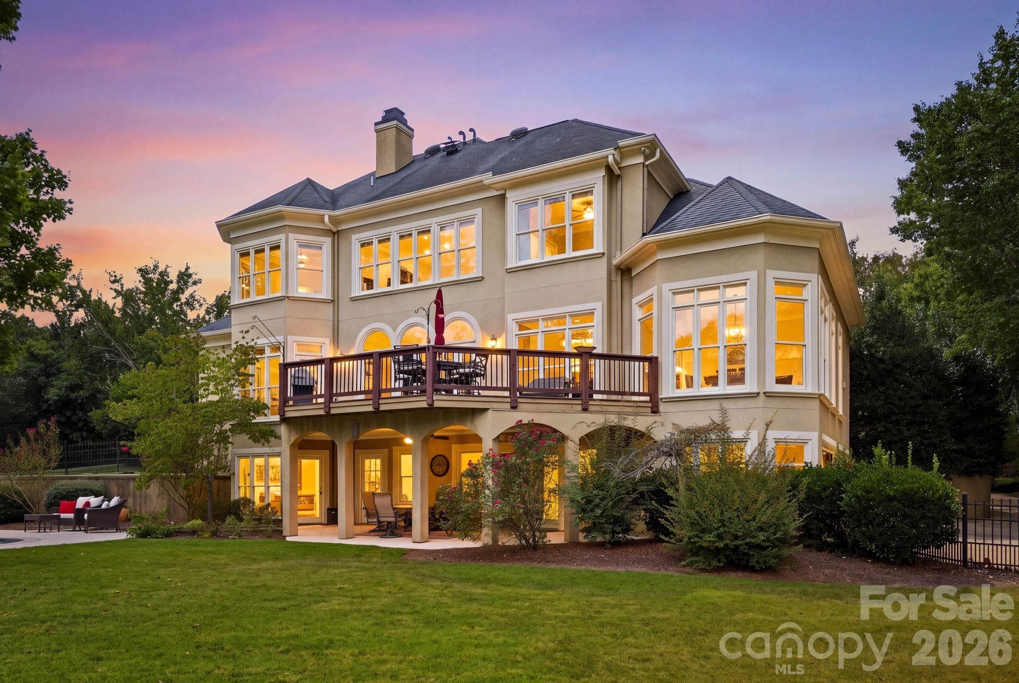 Twilight rear exterior - 6719 Seton House Lane, Charlotte