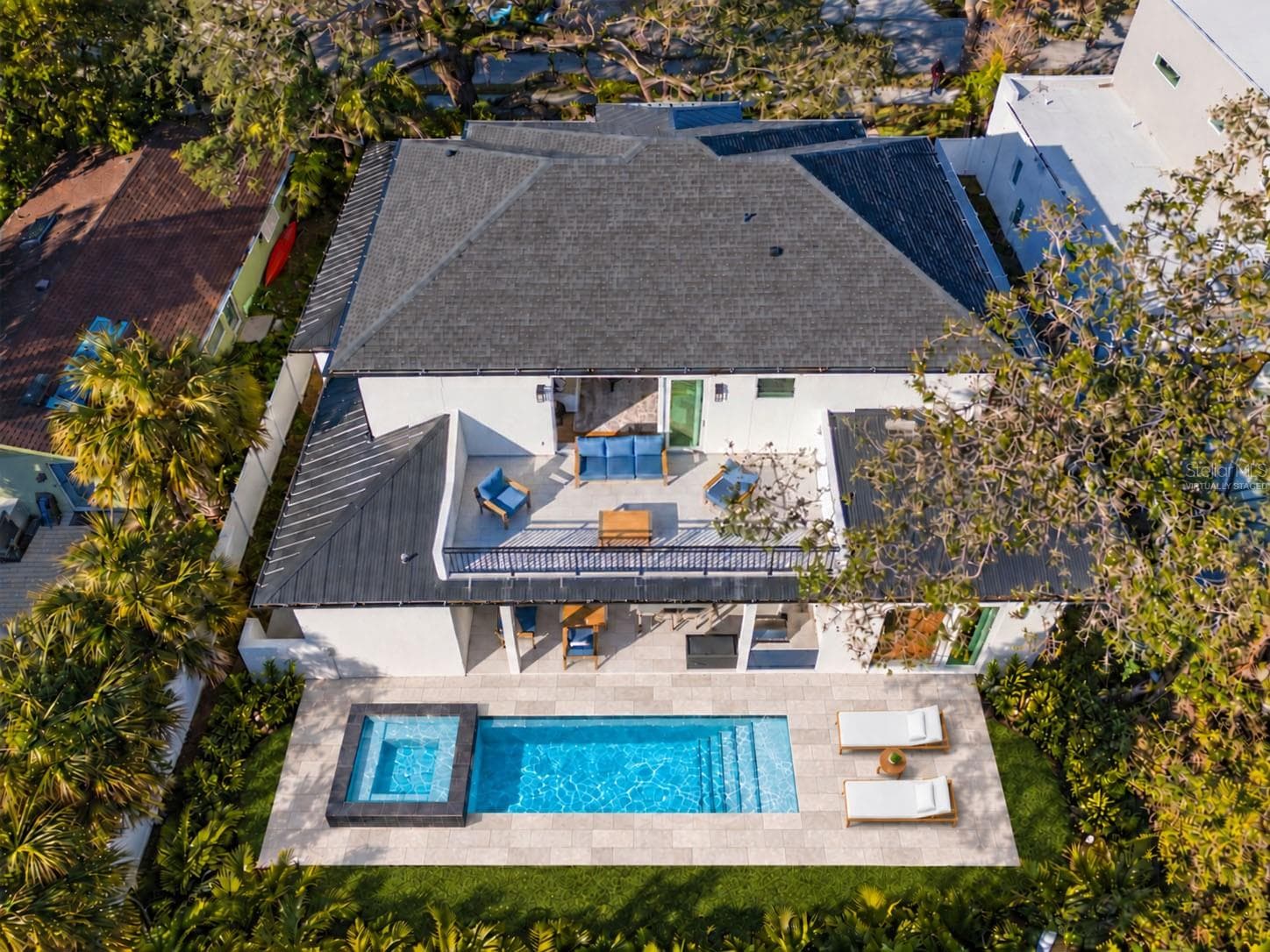 Pool installation projected to be complete in October. Virtually staged pool and pool deck. - 2420 FLOYD ST, SARASOTA